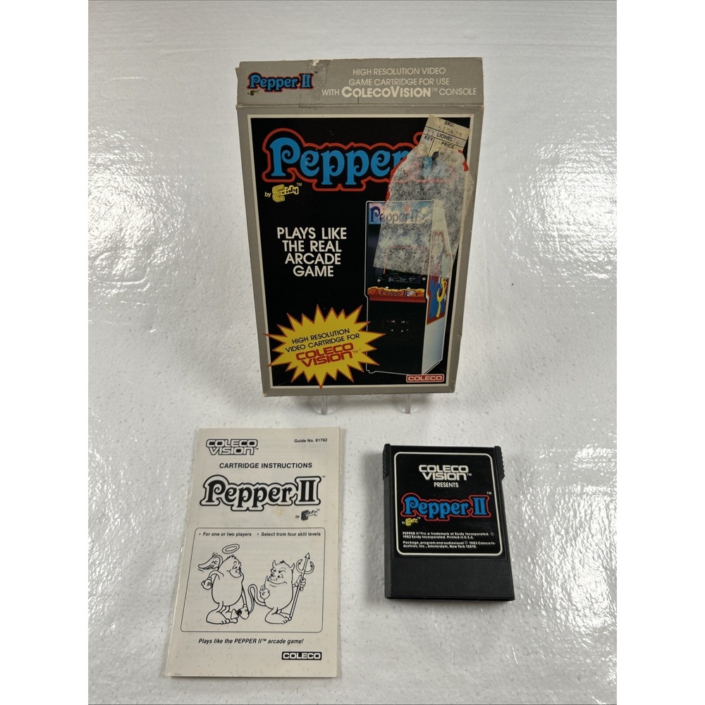 Vintage Pepper II ColecoVision Box, Game, Manual No Overlays-Tested & Working